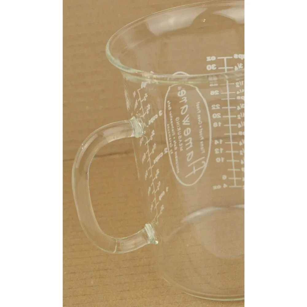 Catamount Flameware Glass Measuring Pitchers 4 Cup Set of 2 w/ Strainer